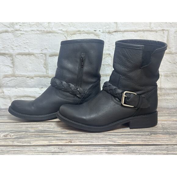 Women's Black Chunky Steven Madden Grunge Motorcycle Goth Boots‎ 7M - Picture 4 of 16